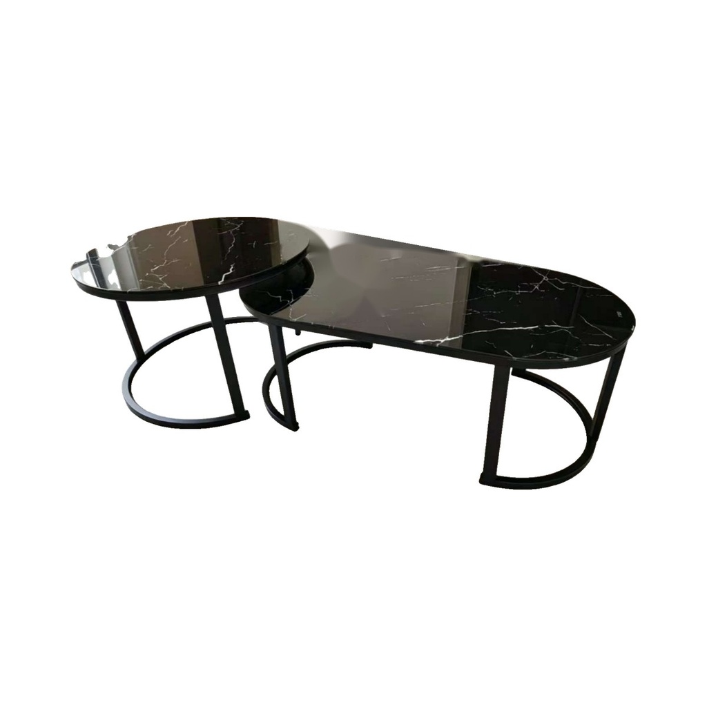 Tables gigognes marbre noir B-1-B (lot de 2)