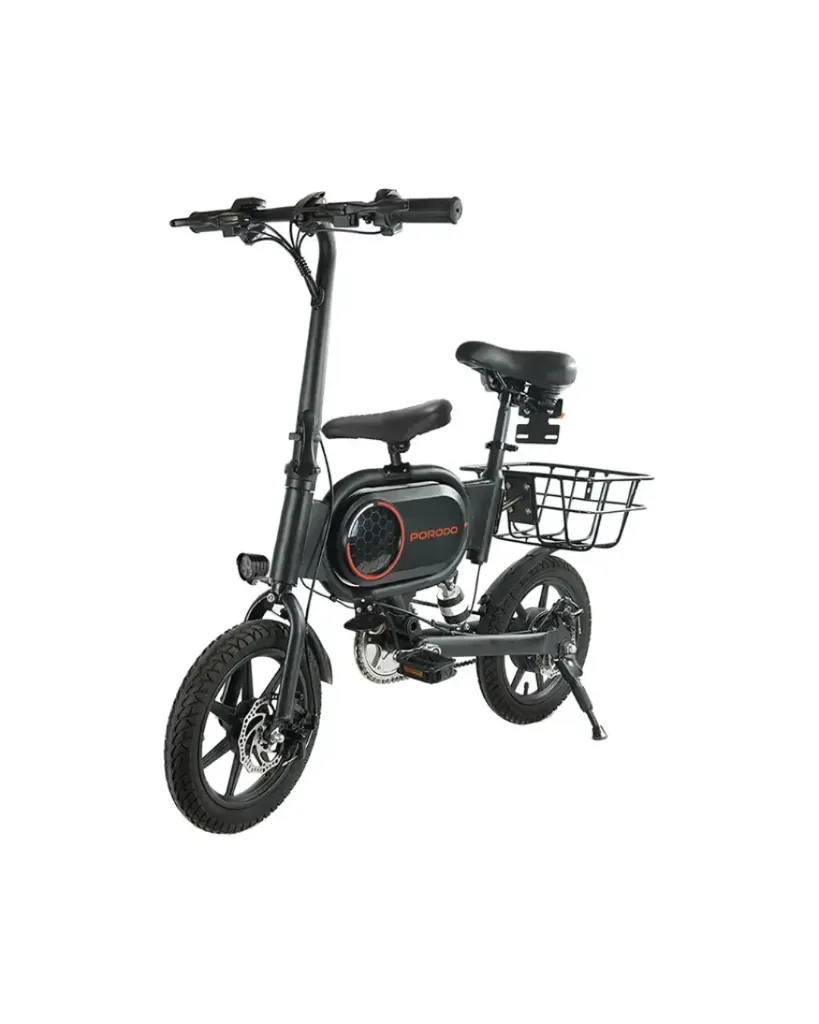 [PORO0097] Vélo électrique urbain pliable Porodo Lifestyle (Noir) — moteur 36V / 350W, roues 14