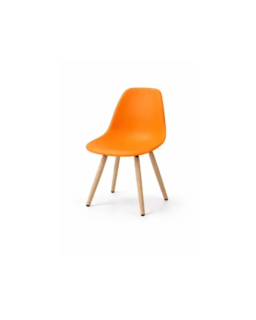 Chaise Moderne Orange avec Pieds en Bois