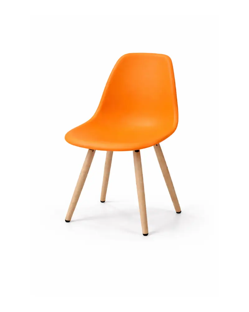 Chaise Moderne Orange avec Pieds en Bois
