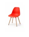Chaise Moderne en Plastique Rouge avec Pieds en Bois