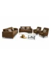 Salon Moderne 7 Places en Tissu Marron avec Tables Basses Design