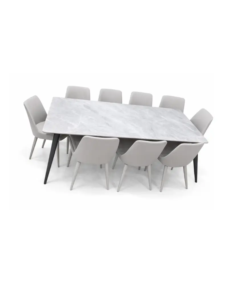 [MEUB007] Salle à Manger Moderne 8 Places – Table Effet Marbre et Chaises