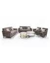 Salon Premium 8 Places en Tissu Taupe avec Tables Basses Marbre