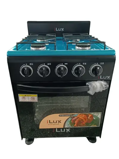 iLUX Cuisinière à Gaz 4 Feux - LXG-15B - Noir