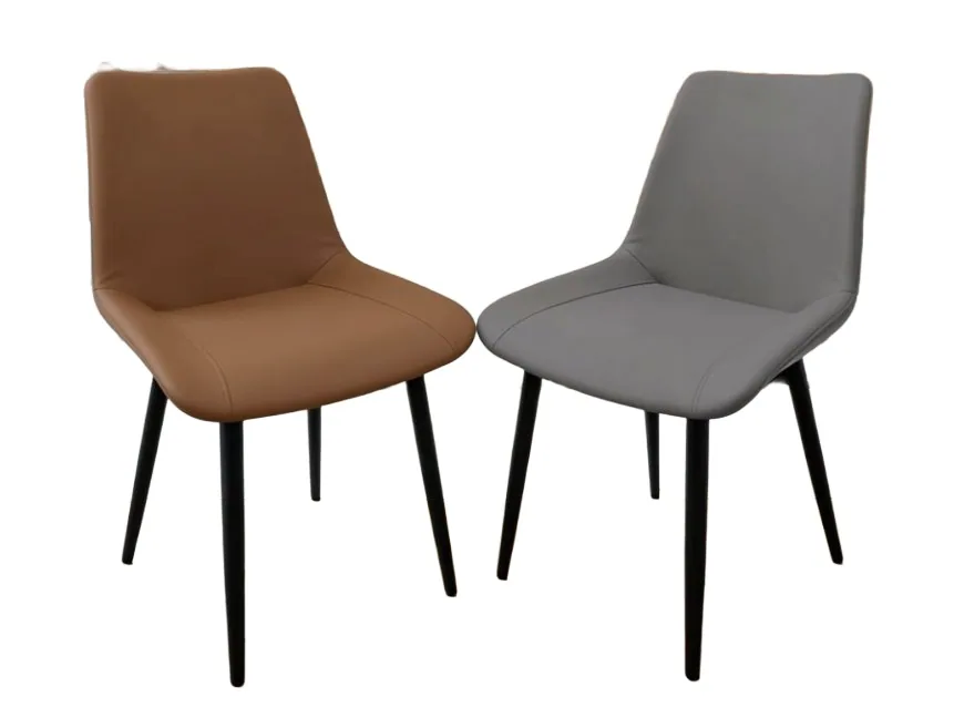 Chaise en cuir (marron / gris)