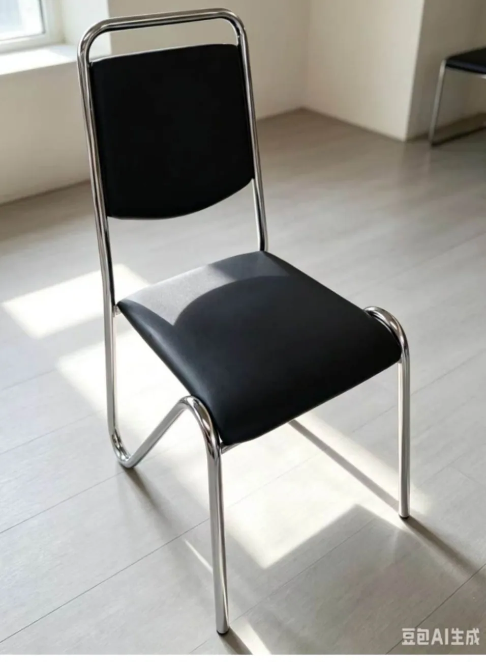 [MOB-S-CHAISE] Chaise S cuir noir chromée