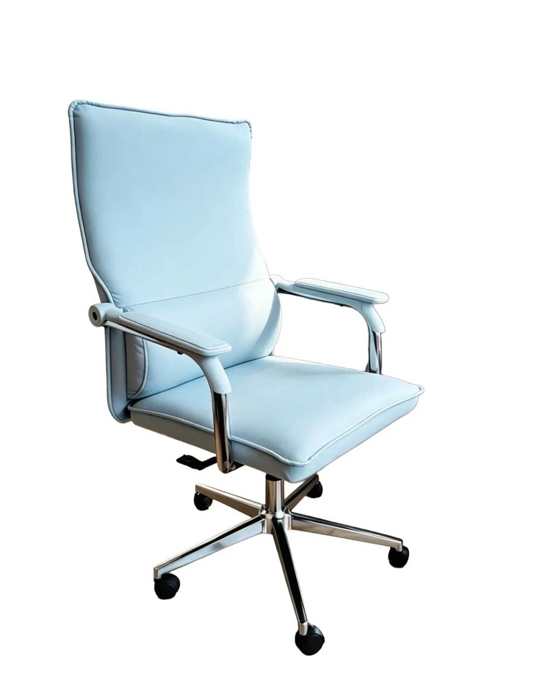 [MOB-BUR-CUIR] Chaise de bureau cuir bleu ciel