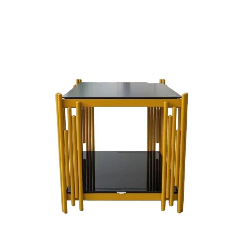 [MOB-23-50] Table basse carrée 23-50 doré / verre noir 50*50
