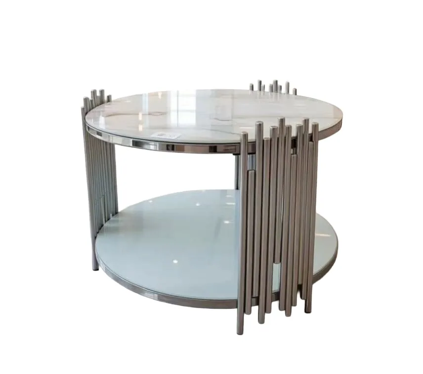 [MOB-23-81] Table basse ronde 23-81 inox / verre 80*80