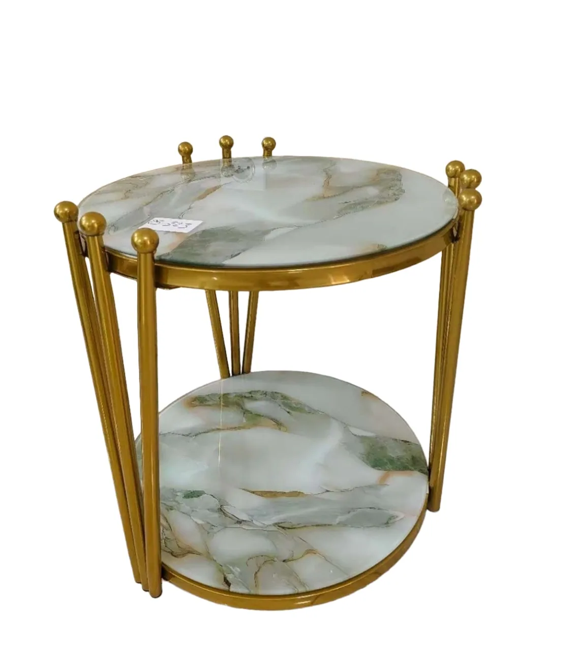 [MOB-25-323] Table d'appoint ronde marbre doré 25-323 50*50