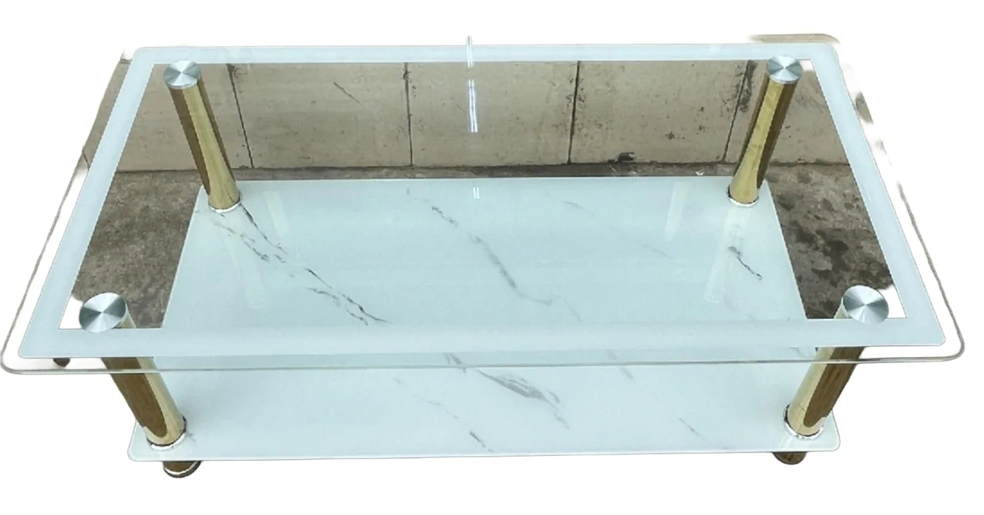 Table basse verre marbre blanc 812 110*55*42