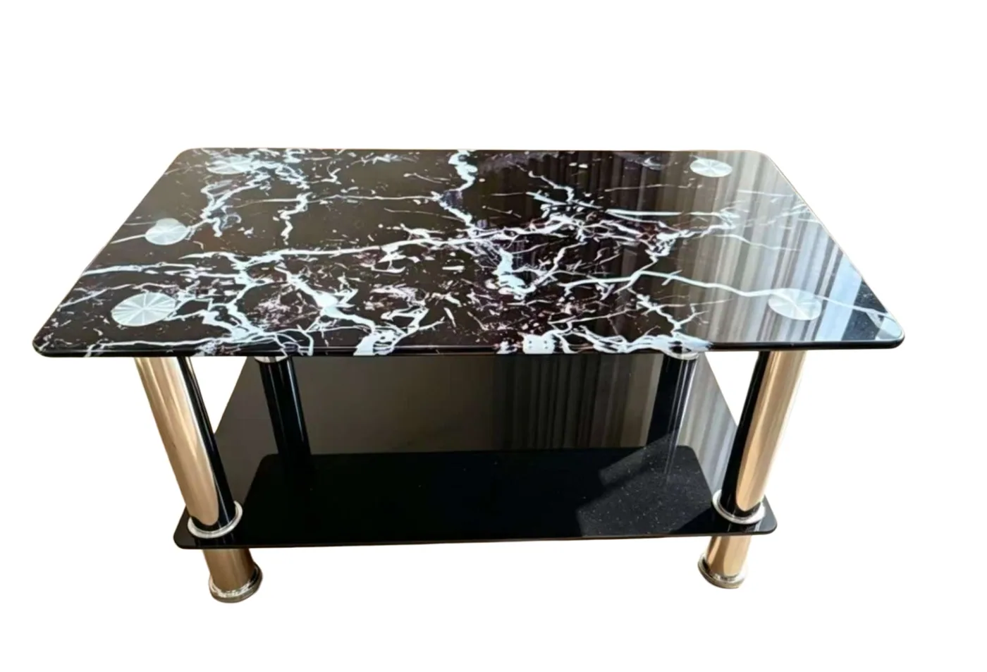 Table basse verre marbre noir L12B 110*55*42