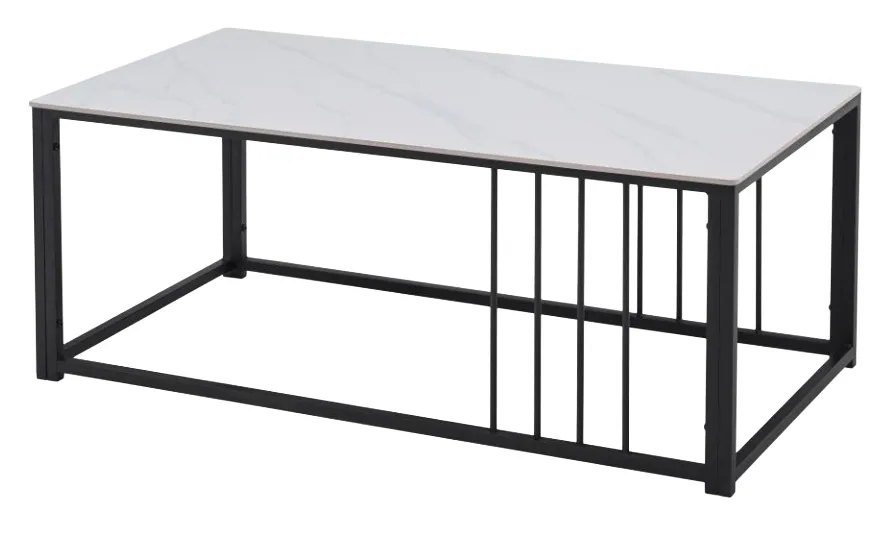 [MOB-BLC-618] Table basse marbre blanc / métal noir BLC-618 120*60
