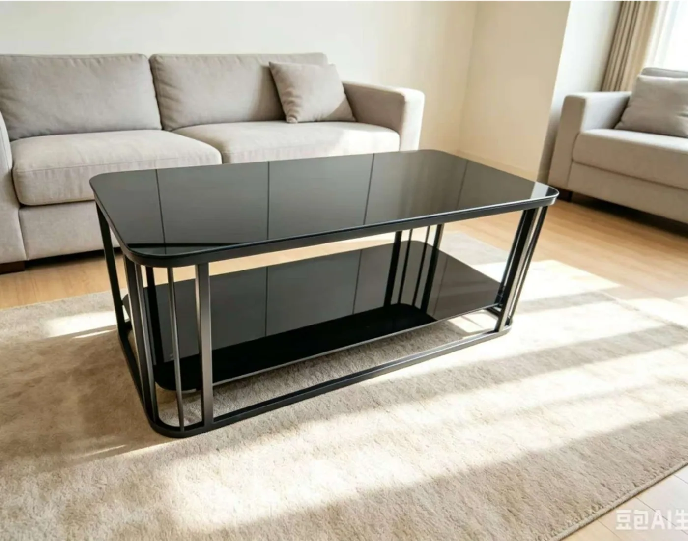 [MOB-JA-352] Table basse verre noir JA-352 120*60