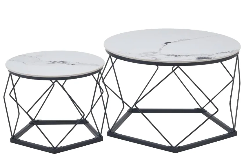 Tables gigognes rondes marbre noir BLC-615 70+50