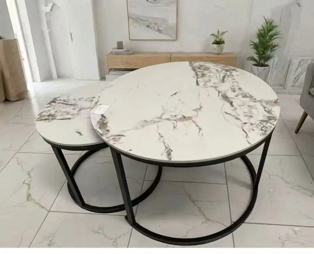 [MOB-C03-B-W] Tables gigognes marbre noir C03-B-W 70+50