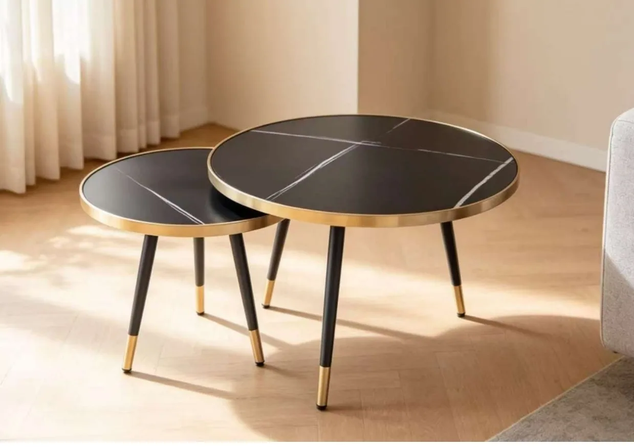 Tables gigognes marbre noir E10B 70+50