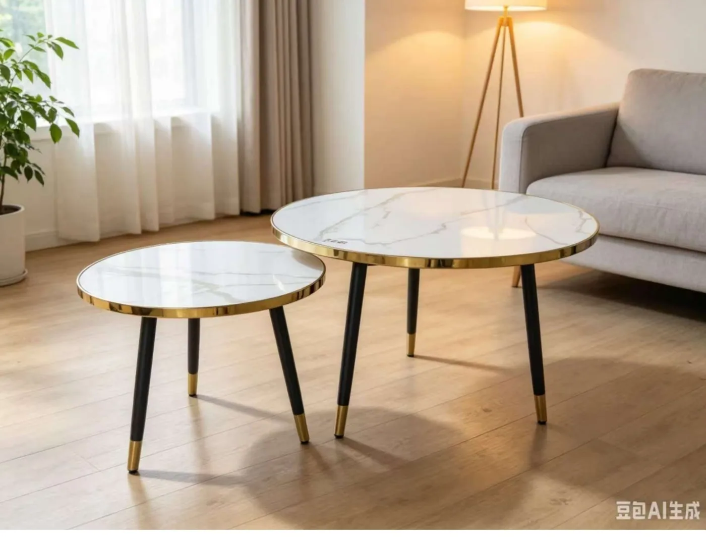 [MOB-E10W] Tables gigognes marbre blanc E10W 70+50