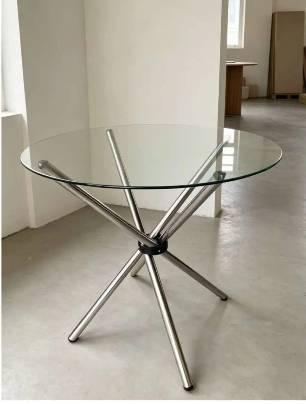 Table ronde verre pied chromé C19 80*80