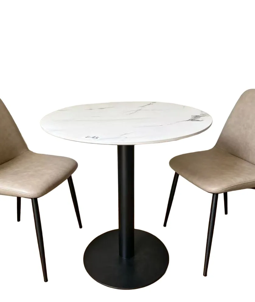 [MOB-L-45] Table ronde marbre pied central noir L-45 70