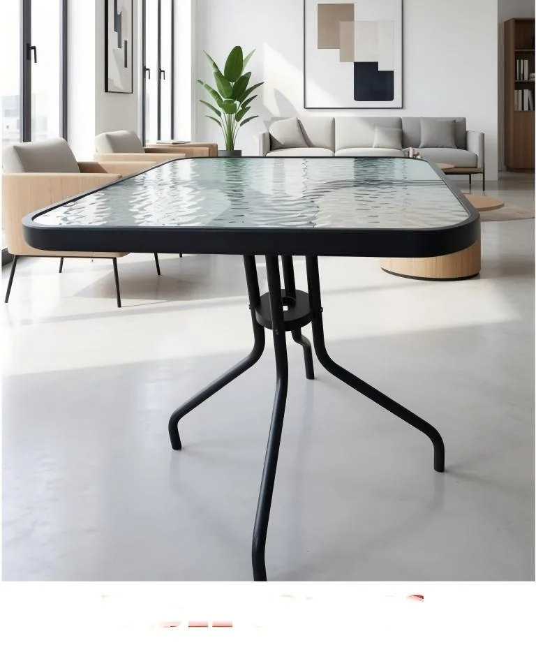 [MOB-TABLE-80R] Table de jardin carrée verre 80