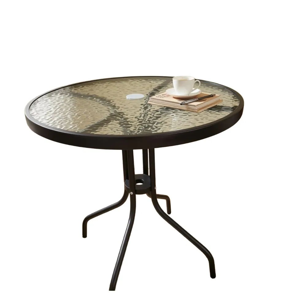 Table de jardin ronde verre 70
