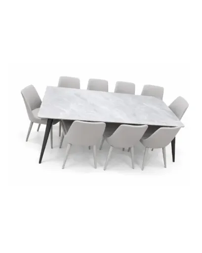 Salle à Manger Moderne 8 Places – Table Effet Marbre et Chaises